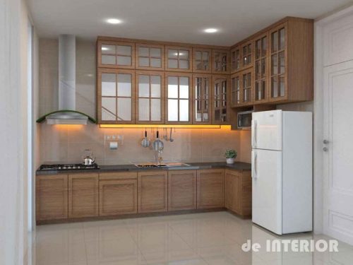 Interior dapur klasik dengan kombinasi pintu kaca